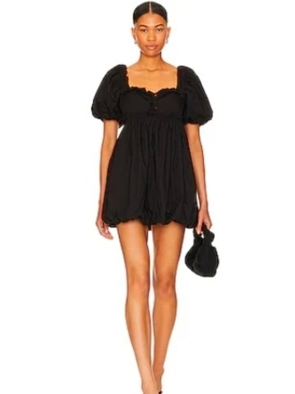 Free People Black Puff Sleeve Mini Dress